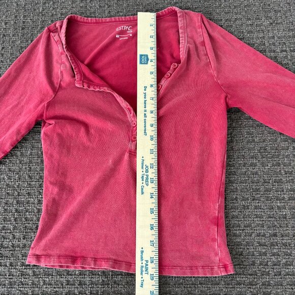 Y2K PacSun Est. 1980 Ashlee Washed Notched Henley Long Sleeve Cropped Top XS - Picture 7 of 9